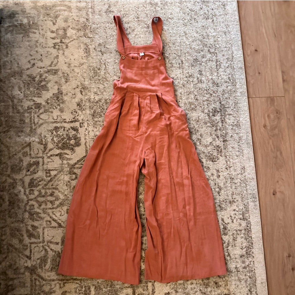 Rust Orange Wide-Leg Jumpsuit